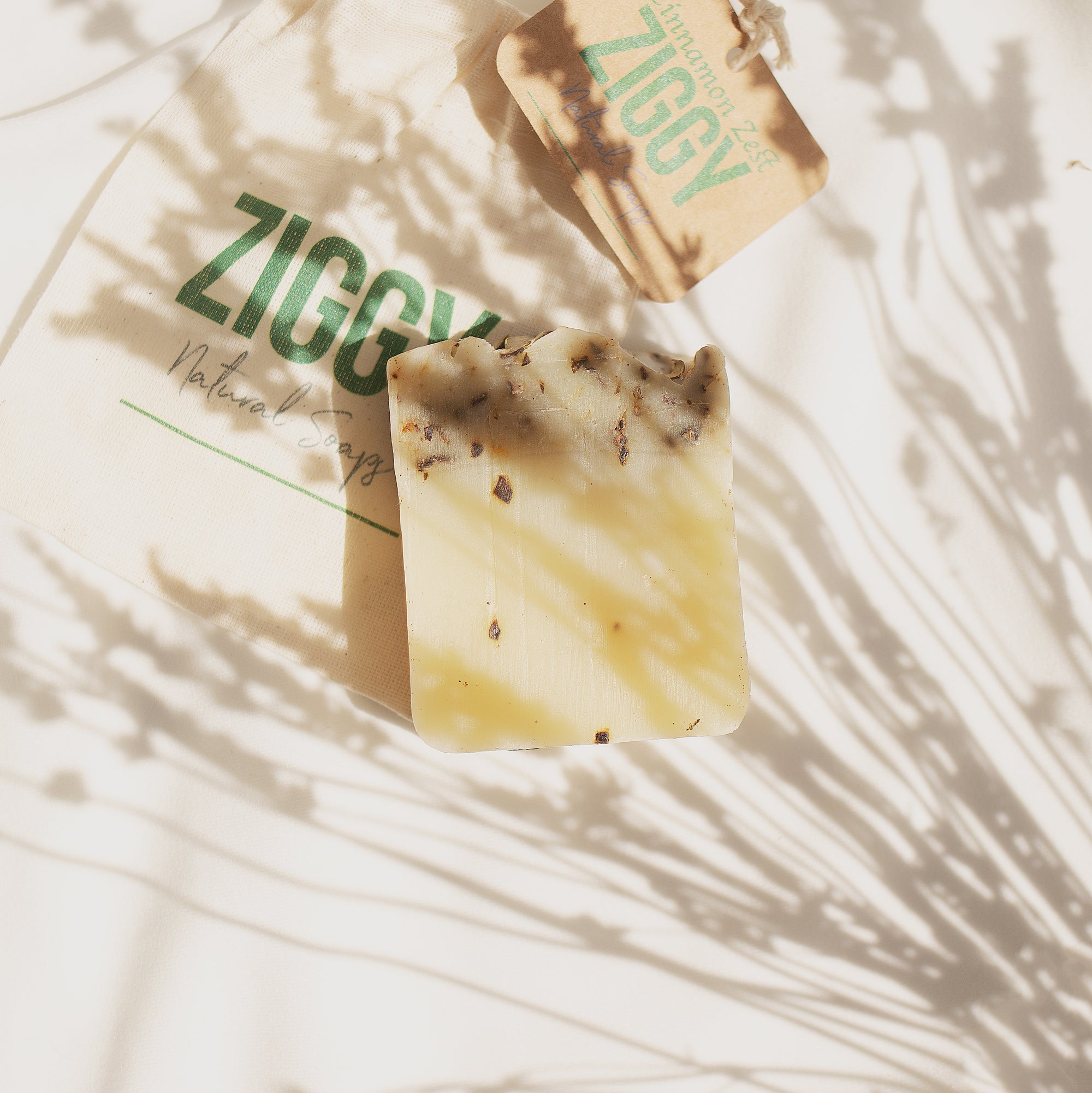 Olive Oil Soap - Lifestyle next to Ziggy Soaps packaging - PFAS Free Soaps